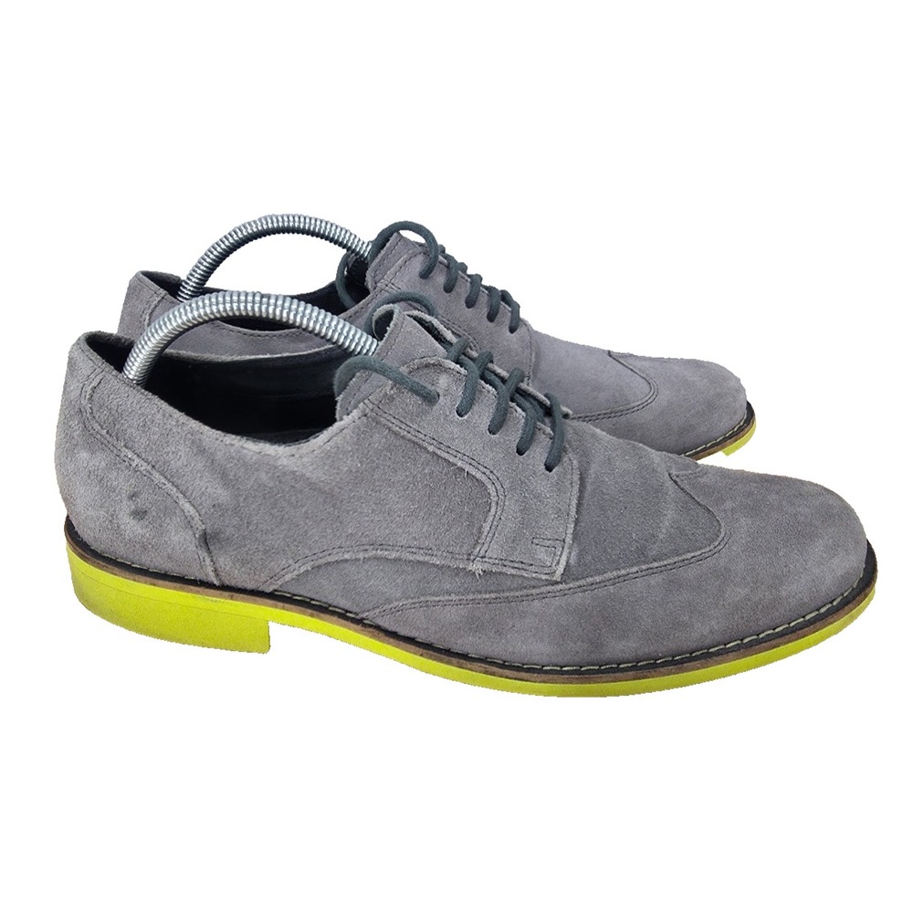 Cole Haan Drake Eva Oxford Shoes Men 9.5 M Gray Suede Wingtip Dress Derby C11124